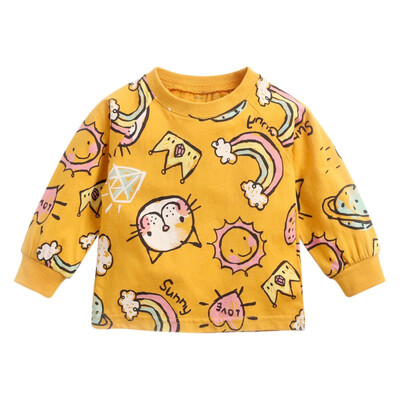 

Autumn Toddler Baby Boy Girl Long Sleeve Cartoon Print T-Shirts Kids Tops Tees Casual Blouse Sleepwear