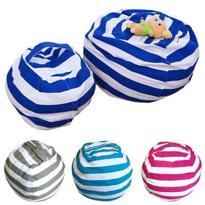 

Hot Stuffed Animal Toy Cotton Bean Bag Storage Pouch Stripe Fabric Chair
