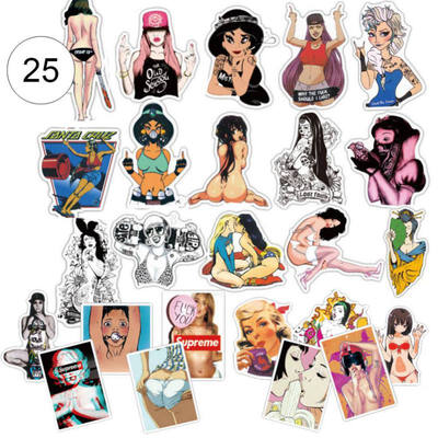 

Sexy Beauty Home Wall Luggage Sticker Graffiti Style Cartoon Sticker Self-Adhesive Decoration for Wall Furniture Random Design
