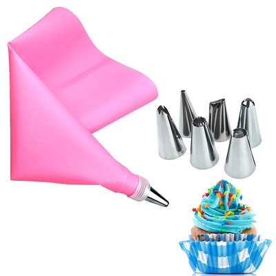 

DIY Cake Icing Piping Cream Nozzle Stainless Steel Silicone Pastry Bag