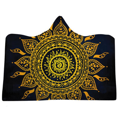 

Bohemian Hooded Blanket For Adults Mandala Dreamcatcher Sherpa Fleece Woman Throw Blanket Microfiber Soft Wearable Blankets
