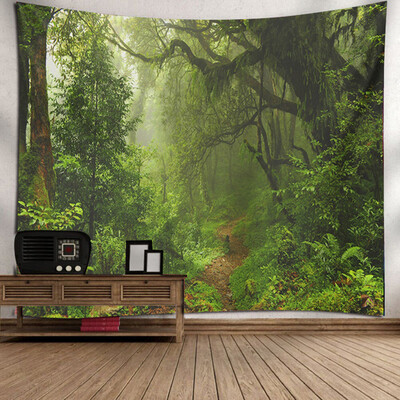 

Toponeto Misty Forest Tapestry Wall Hanging Nature Landscape Tapestry Sunshine Through Tree Tapestries For Bedroom Living Room