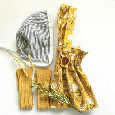 

US Toddler Kids Baby Girl Tops T-Shirt Suspender Skirt Dress 3Pcs Outfit Clothes