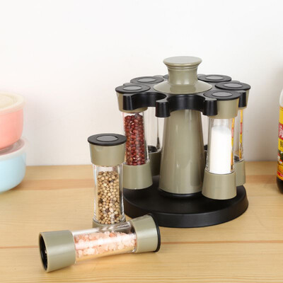

Multifunction Spices Condiment Storage Box Kitchen Gadgets Spice Bottle 8 Pieces Plastic Rotary Spice Seasoning Box