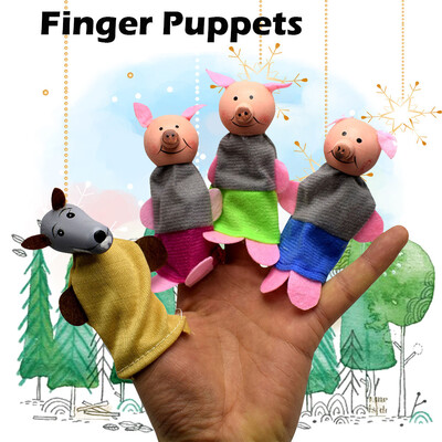 

YIWULA4Pcs Three Pigs And Wolf Finger Puppets Playset Childrens Gift Hand Puppets