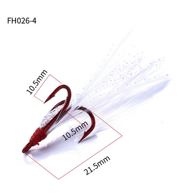 

Lure Fishing 20pcsbox Fishing Treble Hooks With Feather High Carbon Steel Feathered Barbed Fishhooks