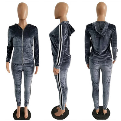 

Two Piece Set Autumn Women Sexy Long Sleeve Hooded Top And Pants Casual Women Suit Plus Size