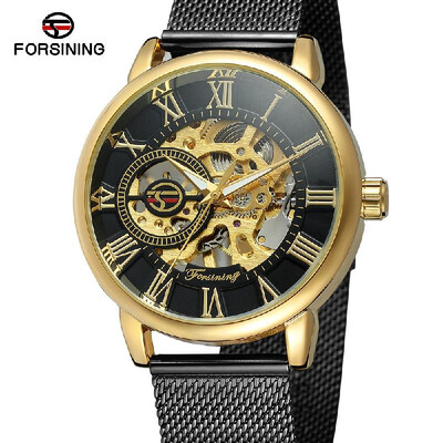 

Forsining Fashion Mens Watches Skeleton Noctilucent Mechanical Movement Roman Numerals Waterproof Business Analog Dial Stainless
