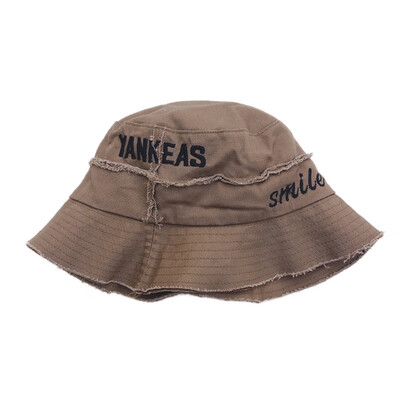 

Childrens Toddler Kids Casual Fashion All-match Raw Edge Stitching Letters Embroidery Decoration Bucket Hat Cap
