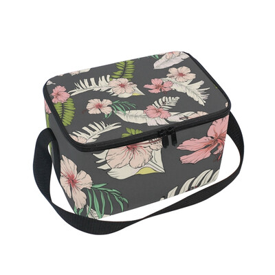 

ALAZA Lunch Box Insulated Lunch Bag Large Cooler Tote Bag Flowers And Leaves for Men Women Girls Boys