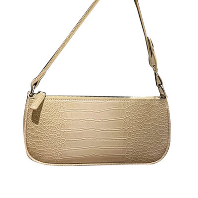 

Women Crocodiles Pattern Solid Color Faux Leather Zipper Tote Pouch Shoulder Bag