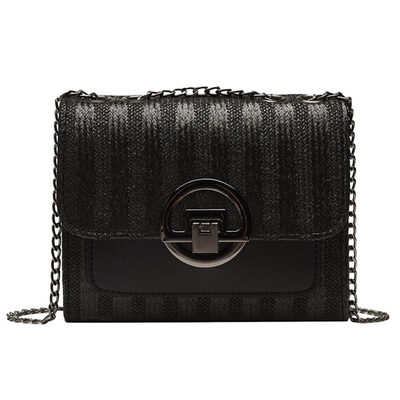 

Women Fashion Lock Ring Buckle Chain Shoulder Bag Faux Leather Crossbody Pouch