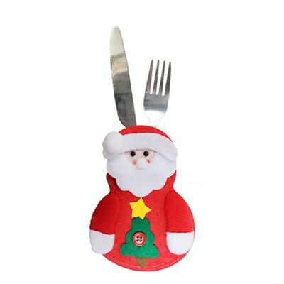 

2020 Christmas New Santa Claus Snowman Reindeer New Year Pocket Fork Cutlery Cover Family Party Table Cutlery Decoration
