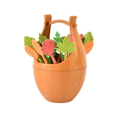 

Wheat Straw Leaves Tableware Set Party Food Fruit Fork Picks Cake Salad Forks Kitchen Table Decor Tools Kitchen Gadget 16pcs