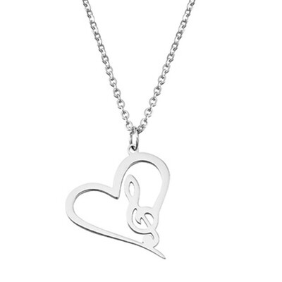 

New Love Note Necklace Fashion Heart Hollow Out Music Symbol Pendants Jewelry