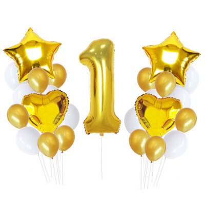 

Toponeto 25pcs Metallic Glossy One Year Old First Birthday 1 Month Number Float Balloon