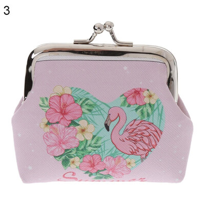

Cartoon Flamingo Faux Leather Coin Purse Bag Earphone Key Case Women Mini Wallet