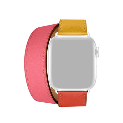 

〖Follure〗Double Tour Leather Accessory Band Two Colors Bracelet For iWatch 5 44mm