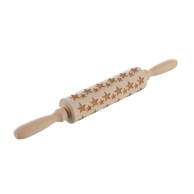 

Christmas Snowflake Laser Embossing Rolling Pin Printed Cookie Dough Stick Fondant Tool Baking Noodle Cake Dough Engraved Roller