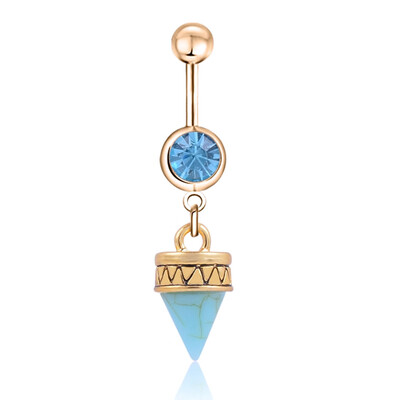 

Fashion Women Anti Allergy Simple Lounger Zircon Steel Earrings Taper Pendant Ear Nail Belly Button Rings Navel Piercing
