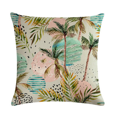 

Flax Pillow Case Cover Plantain Tree Series Throw Sofa Cushion Cover Home Decor