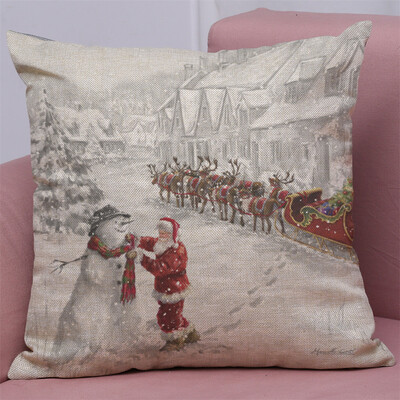

Gobestart New Christmas Cotton Linen Pillow Case Sofa Cushion Cover Home Decor