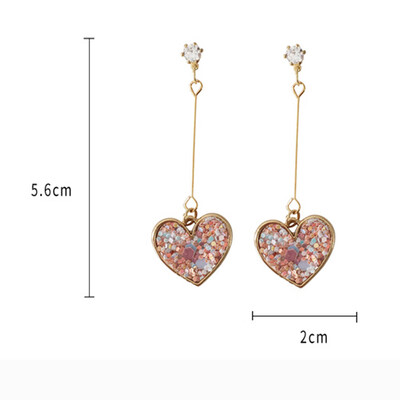 

Women Fashion Concise Sweet Exquisite Heart-shape Long Style Dangle Earrings