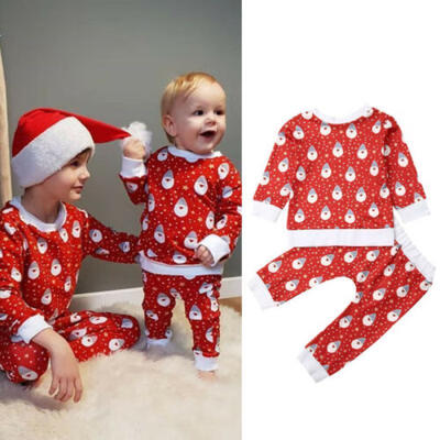 

US Christmas Infant Boy Girl Pyjamas PJS Set Xmas Santa Sleepwear Nightwear Gift