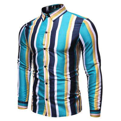 

Tailored Mens Casual Button Turn-Down Collar Slim Fit Long Sleeve Top Shirt Blouse