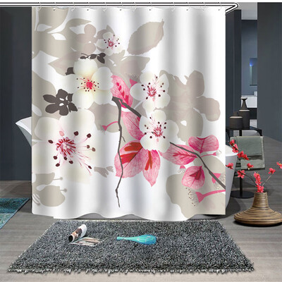 

Gobestart Popular Waterproof Shower Curtain With 12 Hooks Printed Bathroom 180x180cm