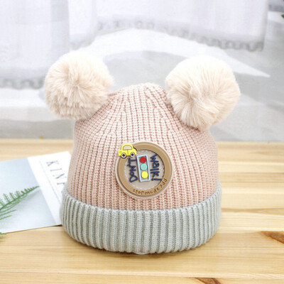 

Winter Cute Newborn Infant Warm Kids Girls Boys Baby Cartoon Hats Knitted Wool Hemming Caps With Ball