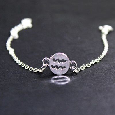 

Silver 12 Constellations Charm Bracelet Astrology Star Sign Guardian Chain Bracelet Women Hand Chain Jewelry