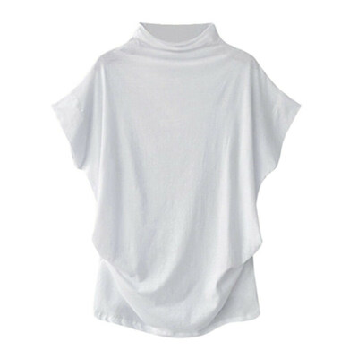 

Summer Fashion Women Solid Color Loose Turtle Neck Short Sleeve T-Shirt Top