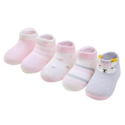 

5 Pair Baby Socks Summer Toddler Cartoon Print Socks Kids Baby Cotton Breathable Mesh Socks Anti Slip