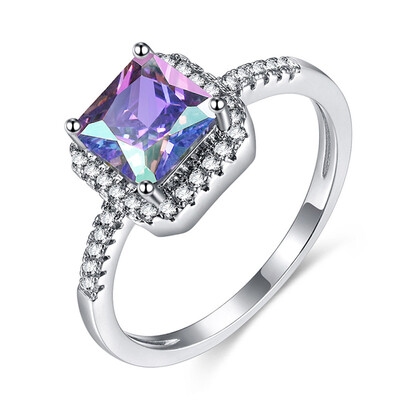 

Multicolor Natural Aquamarine 925 Sterling Silver Wedding Ring Size 6-10