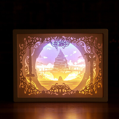 

Siaonvr Creative Art Décor Lamp Light 3D Night Lamp Paper Pattern Painting LED Table
