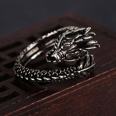 

New Fashion Adjustable Silver Dragon Ring Men Women Jewelry Opening Rings
