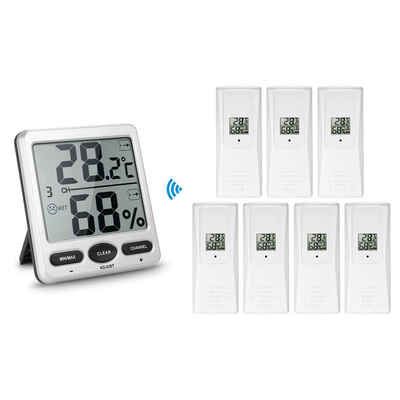 

1 to 7 Temperature Remotes Sensor Emitter Wireless Digit Thermo-Hygrometer Receiver 300 100 Feet Transmission Range