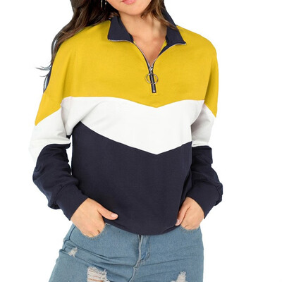 

sports style Womens colorblock long sleeve sweater top spring woman clothing