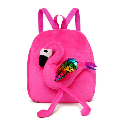 

3D Flamingo Kindergarten Plush Backpack Girls Boys Kids Plush School Bag Cartoon Plush Shoulder Bag Children Candy Bag