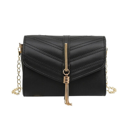 

Fringe small square bag Lingge embroidery line wild single shoulder Messenger bag French bag 2019 new fashion wild single