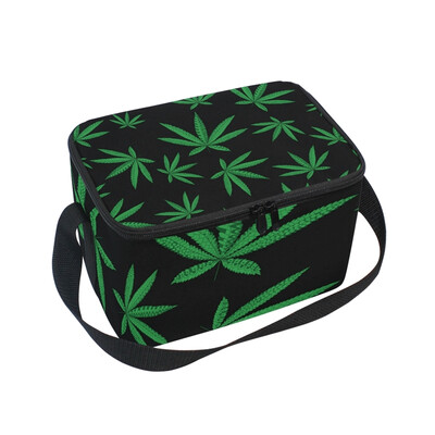 

ALAZA Lunch Box Insulated Lunch Bag Large Cooler Tote Bag Green Color Leaves for Men Women Girls Boys