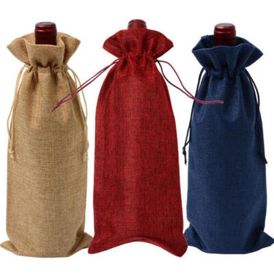 

UK 14" 750ml Hessian Jute Wine Bottle Gift Bag Wedding Favours Xmas Sack Gift
