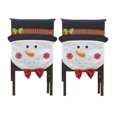 

Tailored 2Pcs Santa Claus Decoration Snowman Seat Cover Hotel Restaurant Ornament Seat Cover