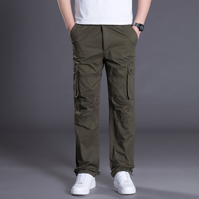 

Gobestart Mens Summer New Style Outdoor Multi-Pocket Overalls Straight Sports Pants