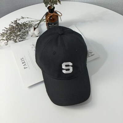 

New South Korean s-letter Beige soft top curved bill cap European&American fashion men&womens baseball hip hop hat