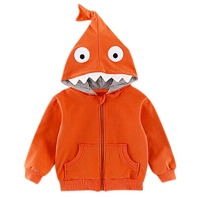 

Spring Autumn Infant Baby Kids Girls Boys Cotton Long Sleeve Dinosaur Shape Hooded Outerwear Cute Solid Color Zipper Sweatshirt