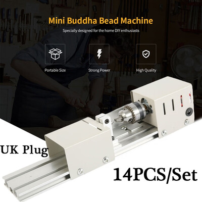 

14Pcsset 100W Miniature Lathe Mini Woodworking Buddha Pearl Machine DIY Lathe Polishing Drill Rotary Tool
