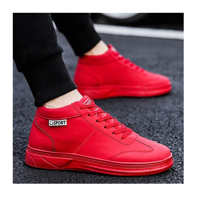 

Mens shoes high shoes shoes leather Korean version of the trend of young students high shoes casual tide mens short boots