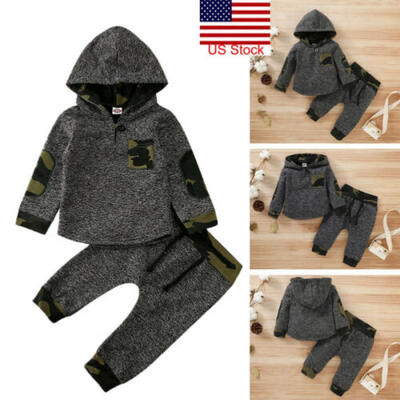 

2PCS Newborn Kids Baby boy Camo Hoodie Tops Sweatshirt Pants Outfits Tracksuit